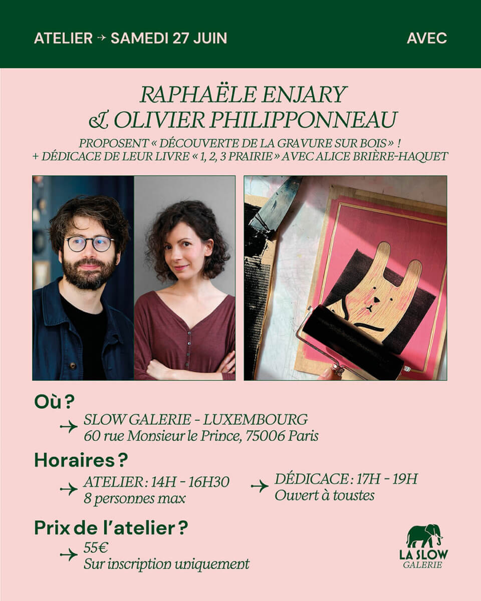 Atelier initiation gravure sur bois à la Slow galerie